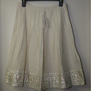 Ice linen pleated skirt sequins